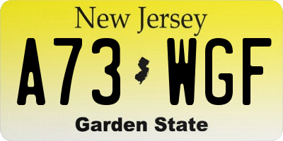 NJ license plate A73WGF