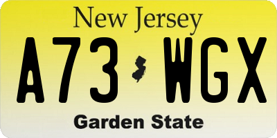 NJ license plate A73WGX