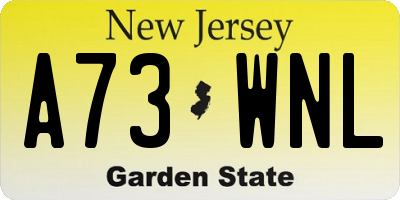 NJ license plate A73WNL