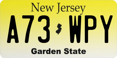 NJ license plate A73WPY