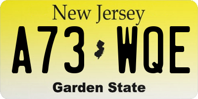 NJ license plate A73WQE