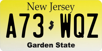 NJ license plate A73WQZ