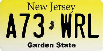 NJ license plate A73WRL