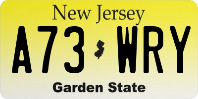 NJ license plate A73WRY