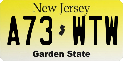 NJ license plate A73WTW