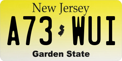 NJ license plate A73WUI