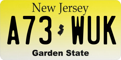 NJ license plate A73WUK
