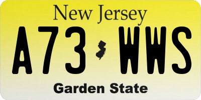 NJ license plate A73WWS