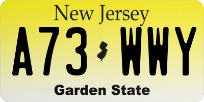NJ license plate A73WWY