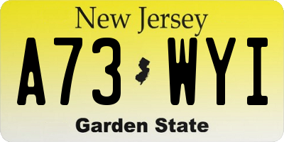 NJ license plate A73WYI