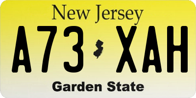 NJ license plate A73XAH
