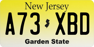 NJ license plate A73XBD