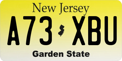 NJ license plate A73XBU