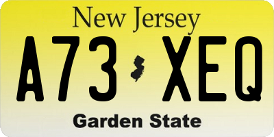NJ license plate A73XEQ