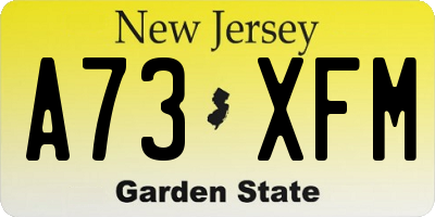 NJ license plate A73XFM