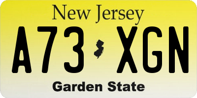 NJ license plate A73XGN
