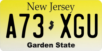 NJ license plate A73XGU