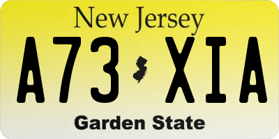 NJ license plate A73XIA