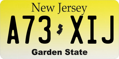 NJ license plate A73XIJ