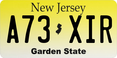 NJ license plate A73XIR