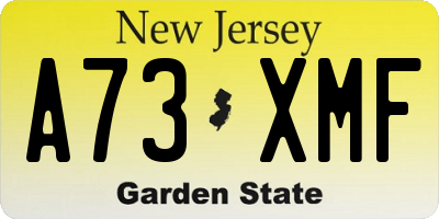 NJ license plate A73XMF