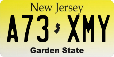NJ license plate A73XMY