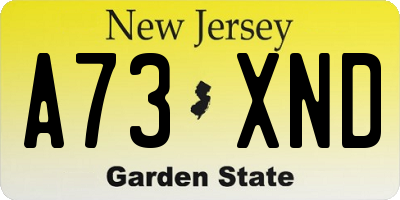 NJ license plate A73XND