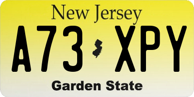 NJ license plate A73XPY