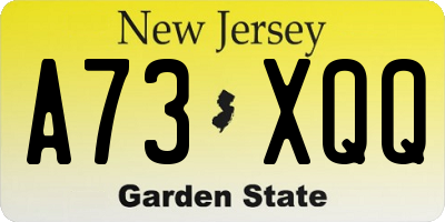 NJ license plate A73XQQ