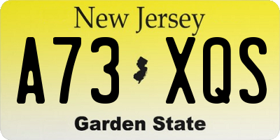 NJ license plate A73XQS