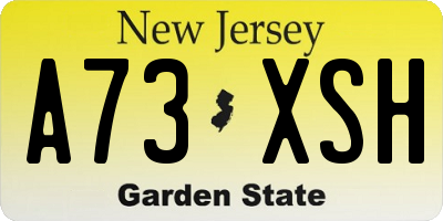 NJ license plate A73XSH