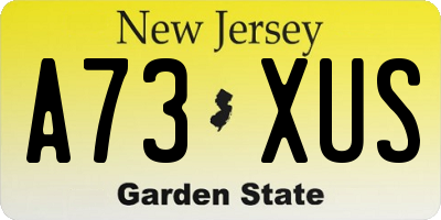 NJ license plate A73XUS
