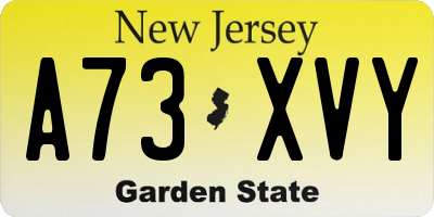 NJ license plate A73XVY