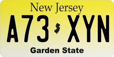 NJ license plate A73XYN