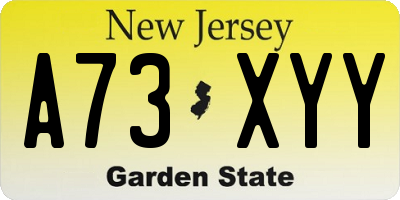NJ license plate A73XYY