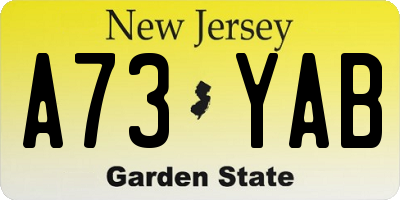 NJ license plate A73YAB