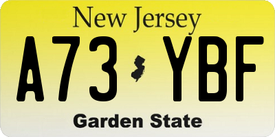 NJ license plate A73YBF