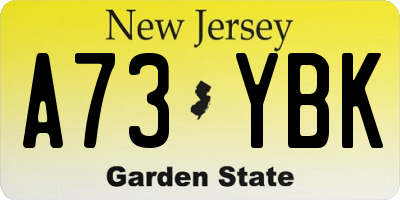 NJ license plate A73YBK