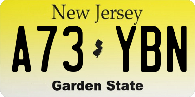 NJ license plate A73YBN