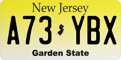 NJ license plate A73YBX