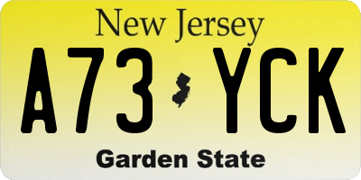 NJ license plate A73YCK