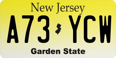 NJ license plate A73YCW