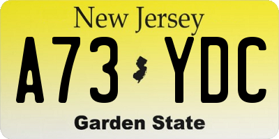 NJ license plate A73YDC