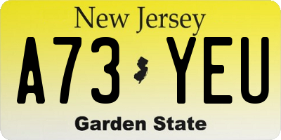 NJ license plate A73YEU