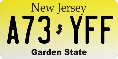 NJ license plate A73YFF