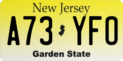 NJ license plate A73YFO