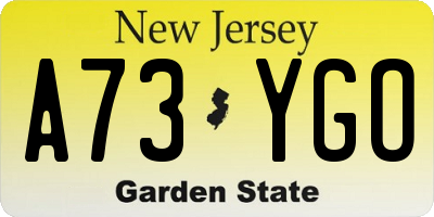NJ license plate A73YGO