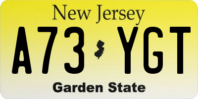 NJ license plate A73YGT