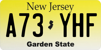 NJ license plate A73YHF
