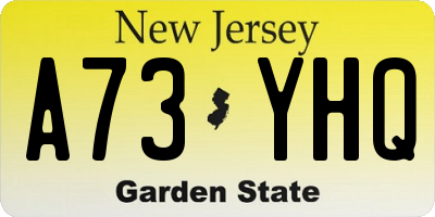 NJ license plate A73YHQ